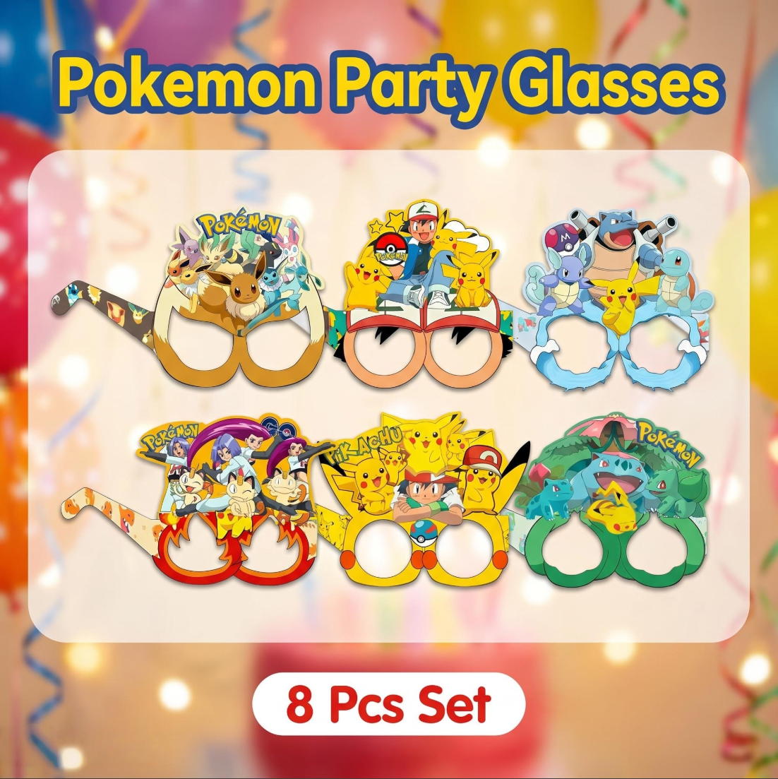 Jewelry Making Party - Pokémon-themed paper glasses. Cosplay props, birthday