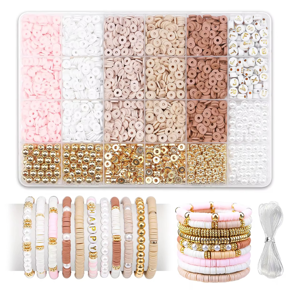Jewelry Making Tutorial - 1970pcs light pink clay bead spacer