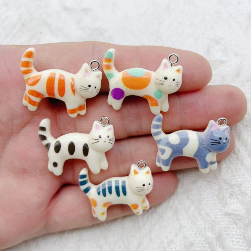 Jewelry Making Party - 10pcs resin cartoon cat animal jewelry
