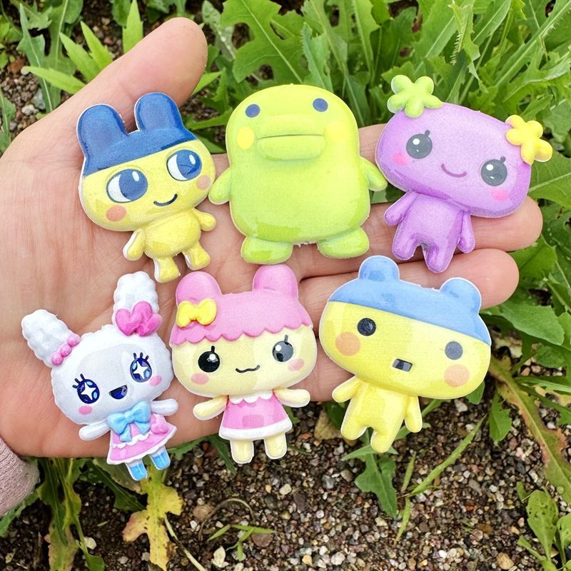 Jewelry Making Material - 45mm Cartoon Tamagotchi double-sided printed hollow
