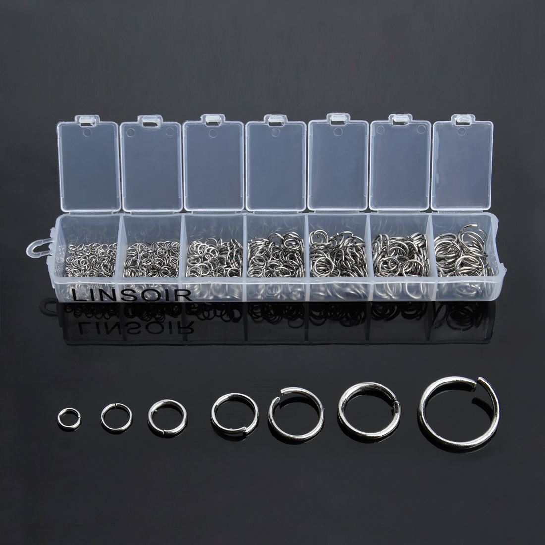 Jump Ring Assorted - 1Box 3-10mm Mixed Stainless Steel Open