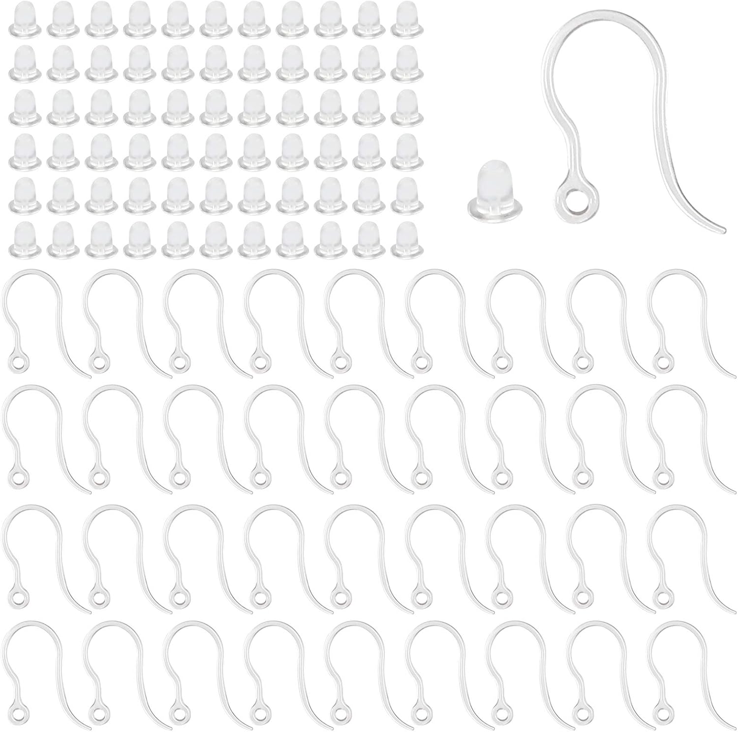 Jewelry Making Kit For Adults - 40pcs Clear Plastic Earring Hooks Ear