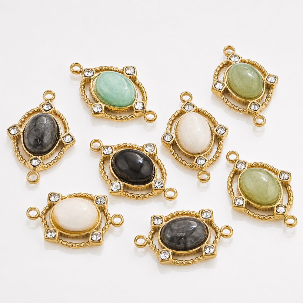 Jewelry Making With Stones - 1Piece Vintage Enamel Natural Stone Stainless