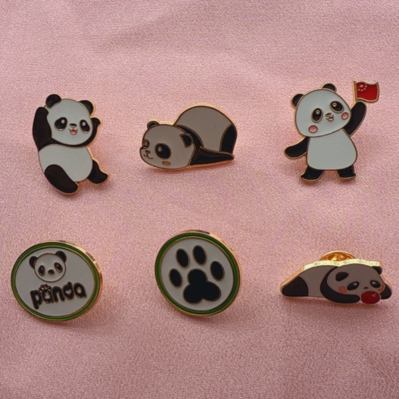 6pcs Cartoon China Panda Badge – Jewelry Making Party recenzja i cena