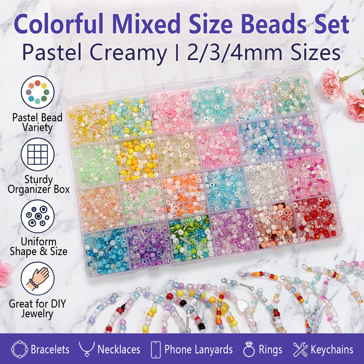 24 Grid Mixed Size Glass Seed  – Jewelry Making Tutorial recenzja i cena