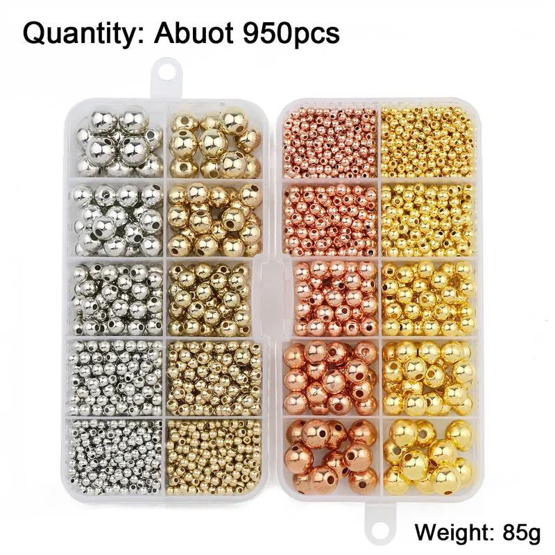 950PCS CCB 3/4/6/8/10MM Gold S – Jewelry Making Organizer recenzja i cena